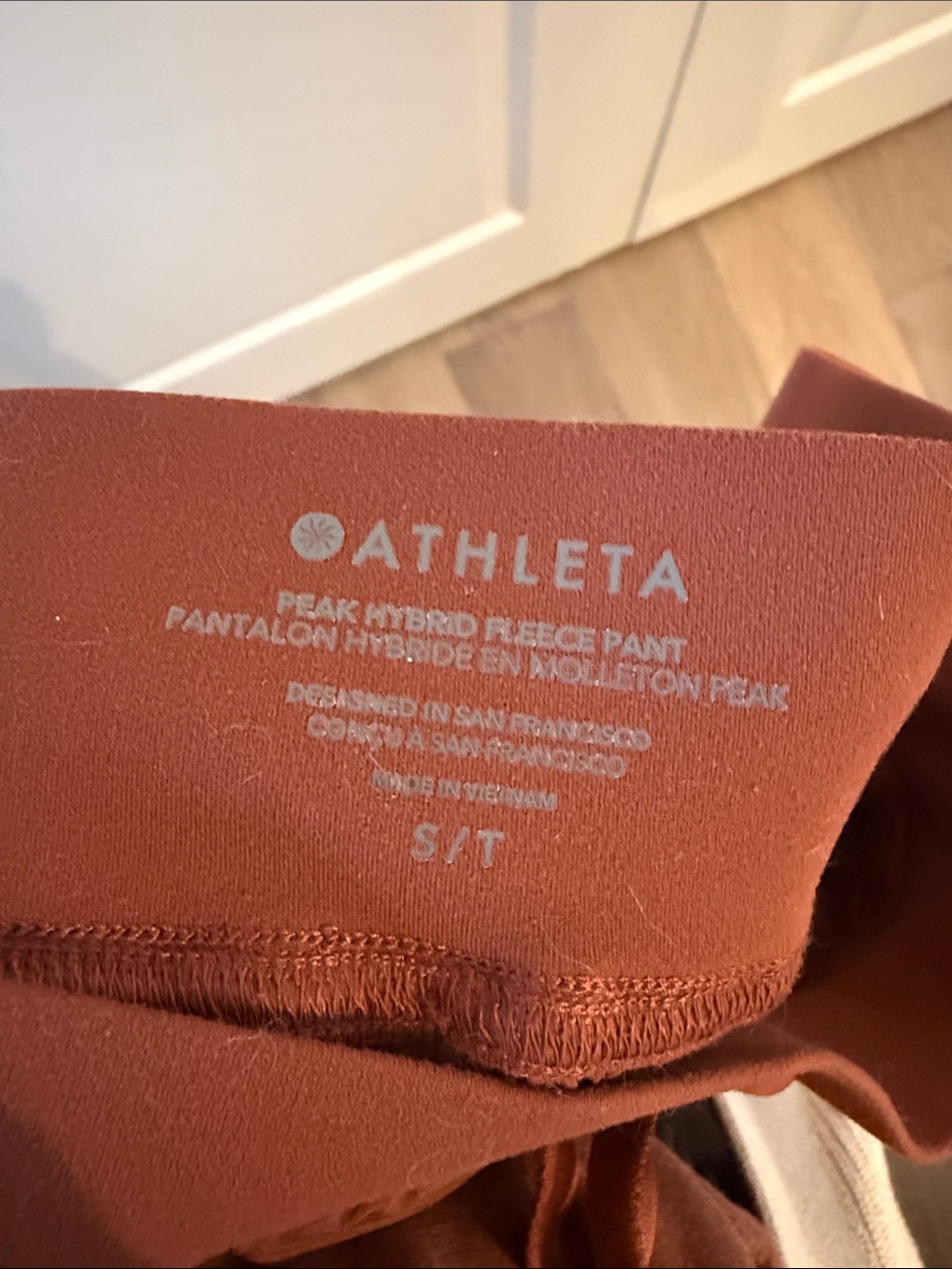 Athleta Peak Hybrid Fleece Rust-Colored Ruched Drawstring Joggers Pant S Tall - Picture 6 of 6